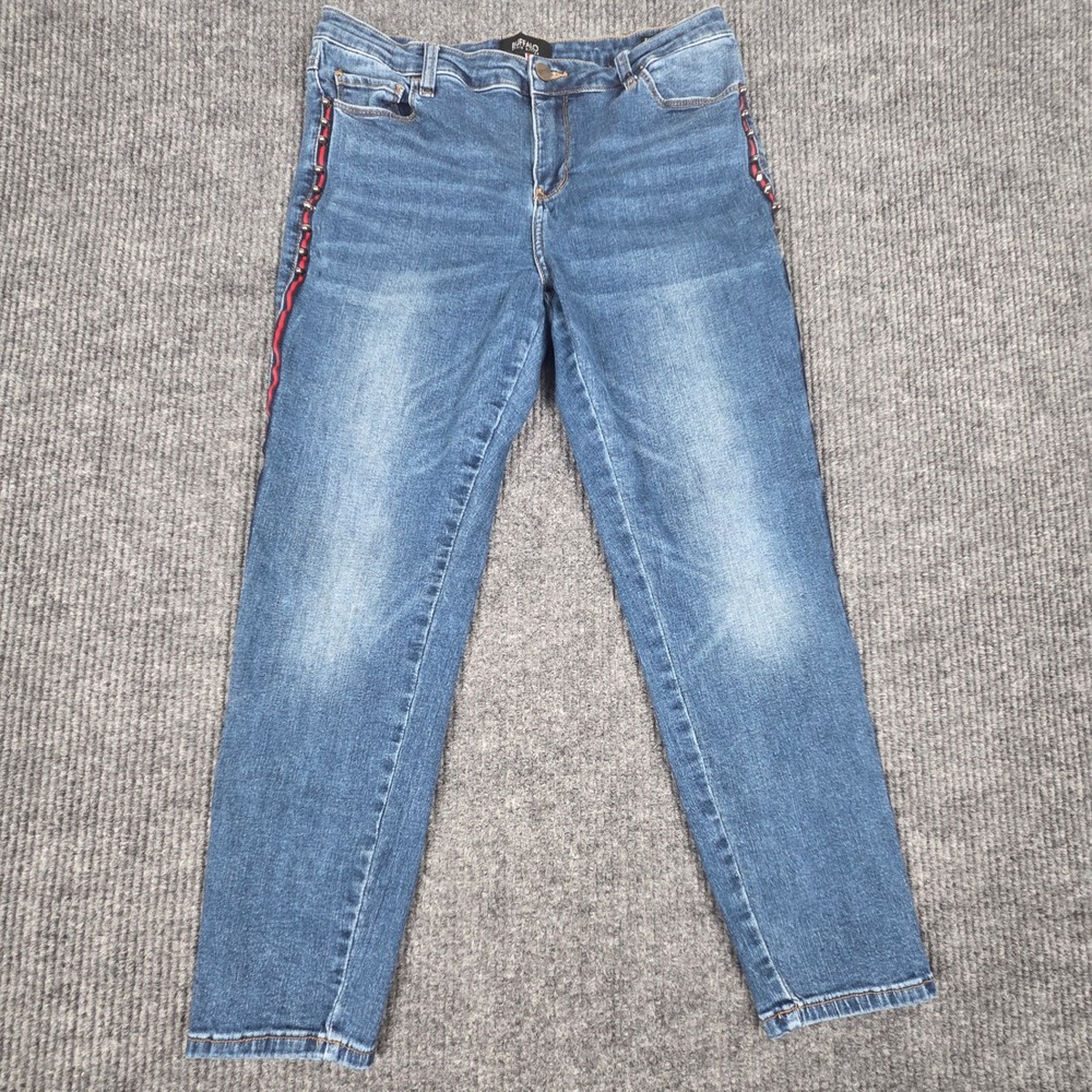 Buffalo David Bitton Faith Mid Rise Skinny Jeans Blue Studded Side Stripe W32